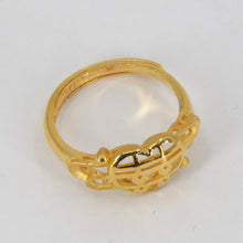將圖片載入圖庫檢視器 24K Solid Yellow Gold Women Heart Adjustable Ring Band 4.0 Grams
