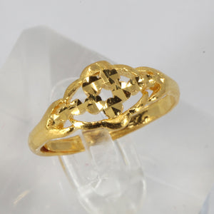 24K Solid Yellow Gold Women Design Ring Band 3.9 Grams