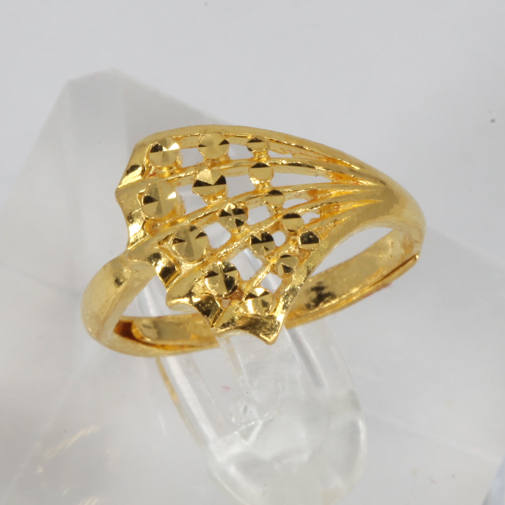24K Solid Yellow Gold Women Design Ring Band 4.4 Grams
