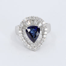 將圖片載入圖庫檢視器 18K White Gold Women Diamond Sapphire Ring S3.03CT
