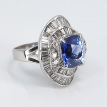 將圖片載入圖庫檢視器 Platinum Women Diamond Tanzanite Ring T6.90CT D2.68CT
