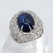 將圖片載入圖庫檢視器 18K White Gold Women Diamond Cabochon Sapphire Ring S14.03CT D2.22CT
