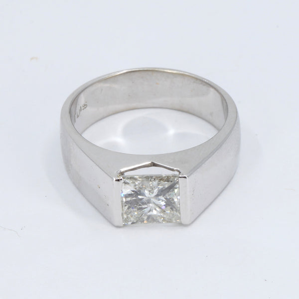 18K White Gold Princess Cut Diamond Men Ring D1.95 CT