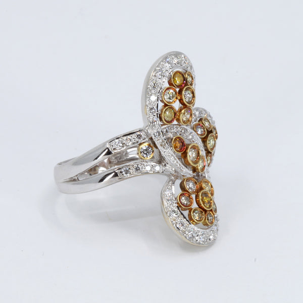 18K White Gold Fancy Yellow Diamond Women Ring D1.48CT