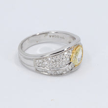將圖片載入圖庫檢視器 18K White Gold Fancy Yellow Diamond Women Ring CD0.44CT SD0.48CT
