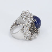 Load image into Gallery viewer, 18K White Gold Women Diamond Cabochon Sapphire Ring S6.20CT D1.05CT
