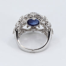 將圖片載入圖庫檢視器 18K White Gold Women Diamond Cabochon Sapphire Ring S6.20CT D1.05CT
