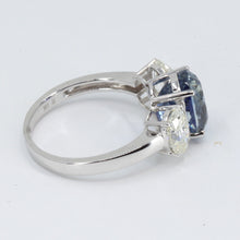 將圖片載入圖庫檢視器 18K White Gold Women Diamond Sapphire Ring S4.08CT D1.44CT
