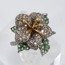 Load image into Gallery viewer, 18K Black Gold Fancy Color Diamond Women Flower Ring D2.58 CT

