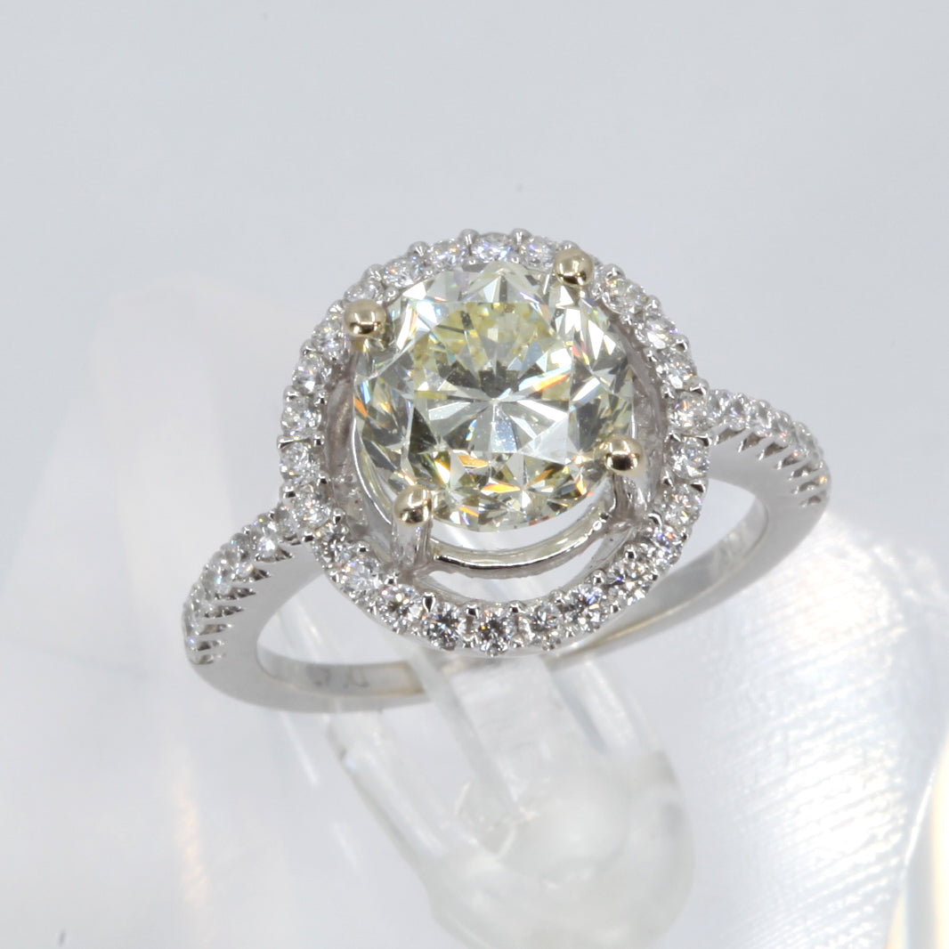 18K White Gold Women Diamond Engagement Ring CD3.00 CT SD0.47CT