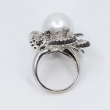 將圖片載入圖庫檢視器 18K White Gold Diamond South Sea White Pearl Ring D2.97 CT
