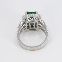 將圖片載入圖庫檢視器 18K White Gold Women Diamond Emerald Ring E3.80CT D1.67CT
