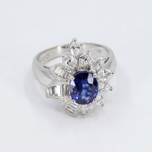 Load image into Gallery viewer, 18K White Gold Women Diamond Sapphire Ring S2.25CT D1.22CT
