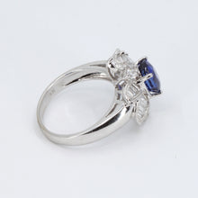 將圖片載入圖庫檢視器 18K White Gold Women Diamond Sapphire Ring S2.25CT D1.22CT
