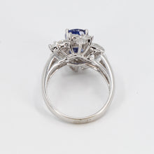 將圖片載入圖庫檢視器 18K White Gold Women Diamond Sapphire Ring S2.25CT D1.22CT

