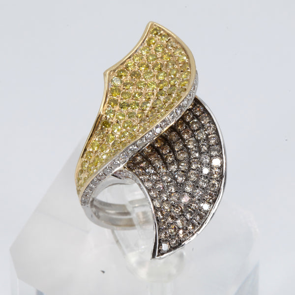14K White Gold Fancy Color Diamond Women Ring D3.63 CT