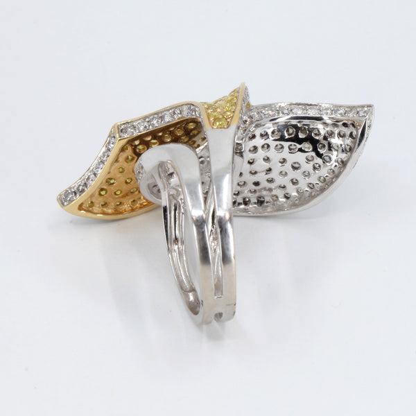 14K White Gold Fancy Color Diamond Women Ring D3.63 CT