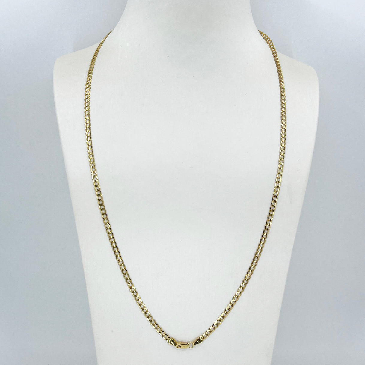 14K Solid Yellow Gold Flat Cuban Link Chain 24