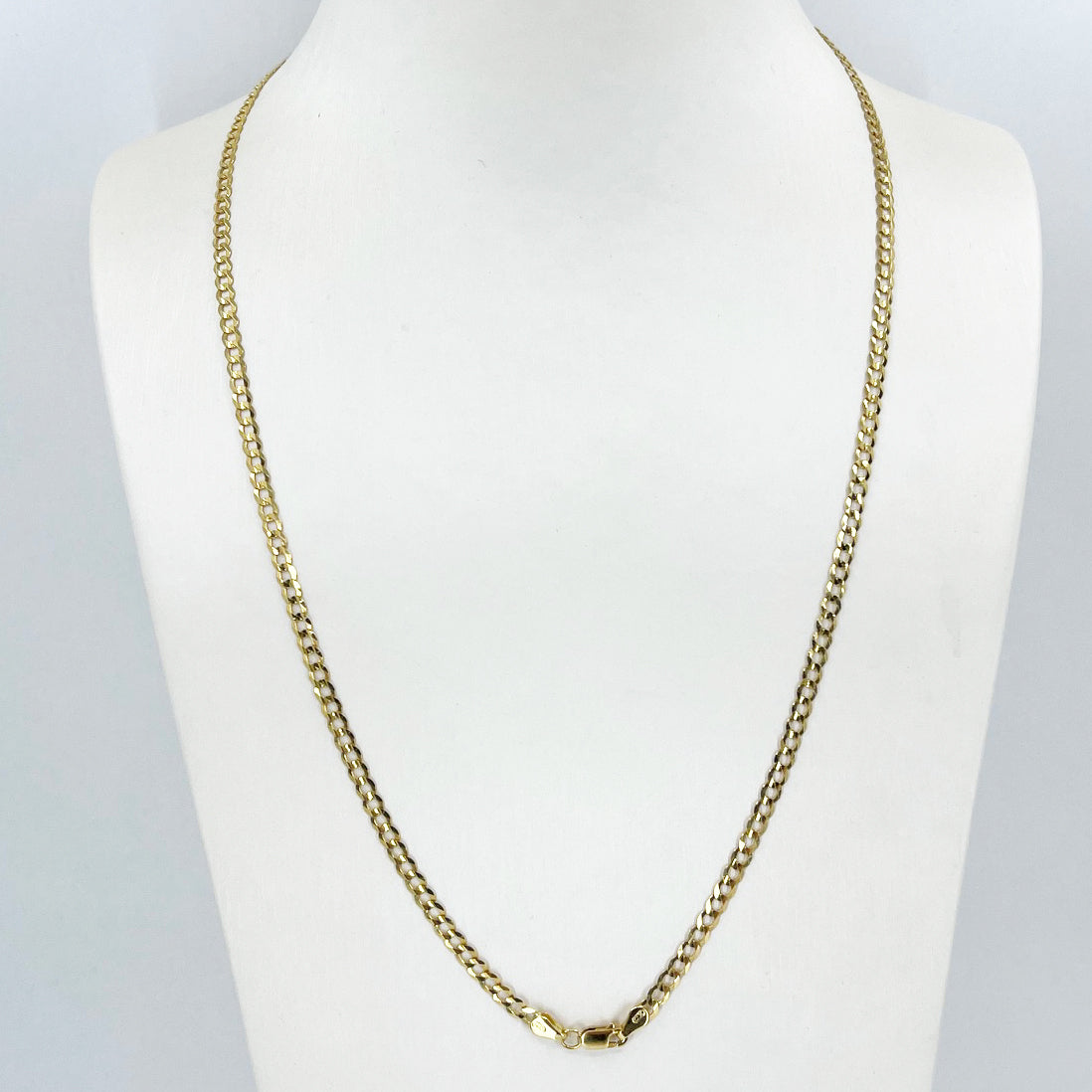 14K Solid Yellow Gold Flat Cuban Link Chain 22