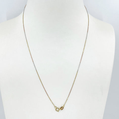 18K Solid Tri-Color Gold Thin Square Link Chain 18" 1.0 Grams