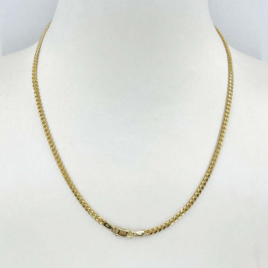 14K Solid Yellow Gold Cuban Link Chain 16