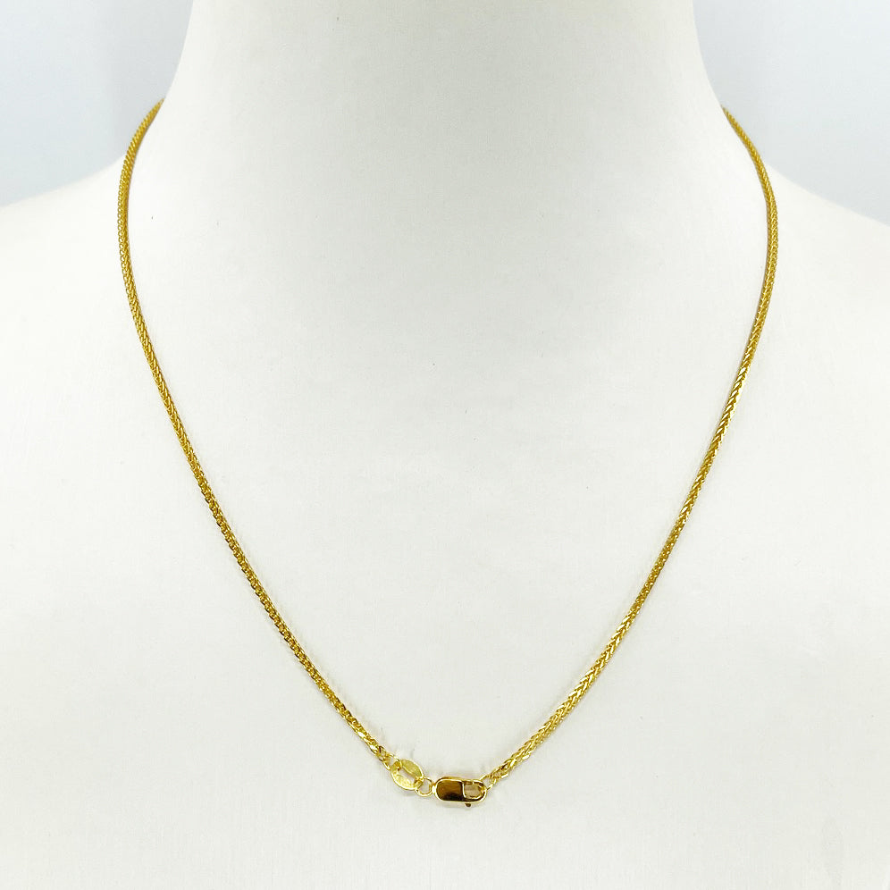 18K Solid Yellow Gold Braided Chain 16