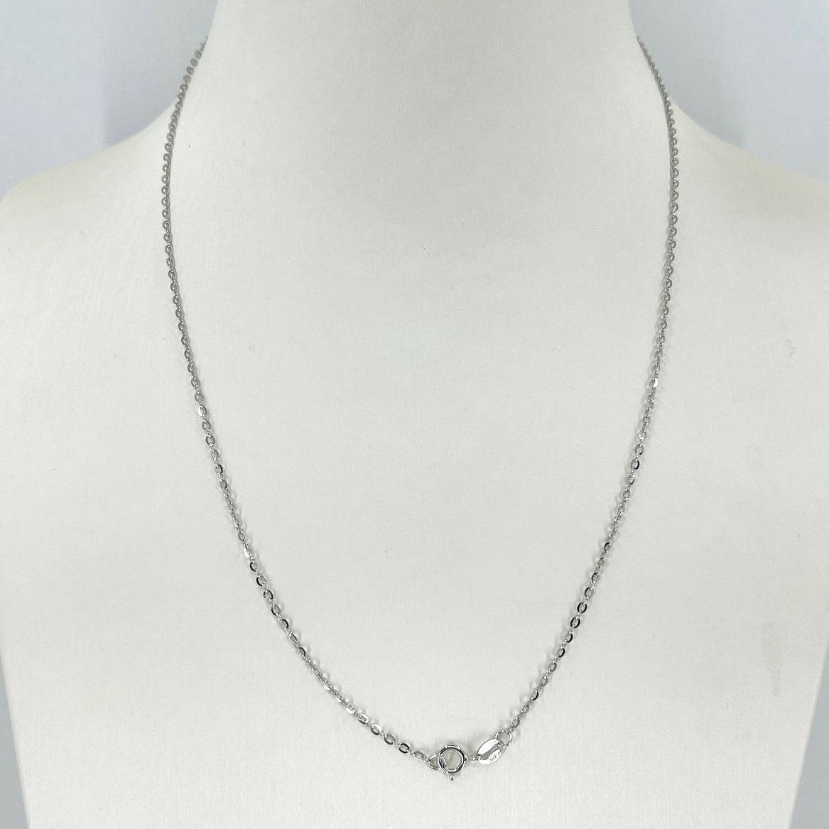 18K Solid White Gold Oval Link Chain 17