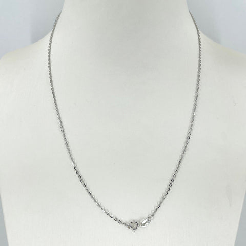 18K Solid White Gold Oval Link Chain 17" 2.0 Grams