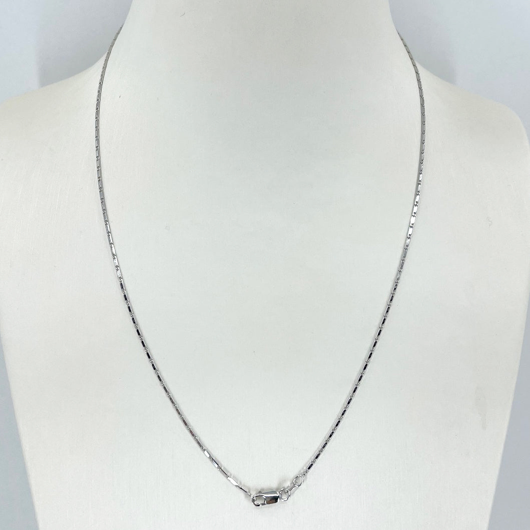 14K Solid White Gold Flat Link Chain 18