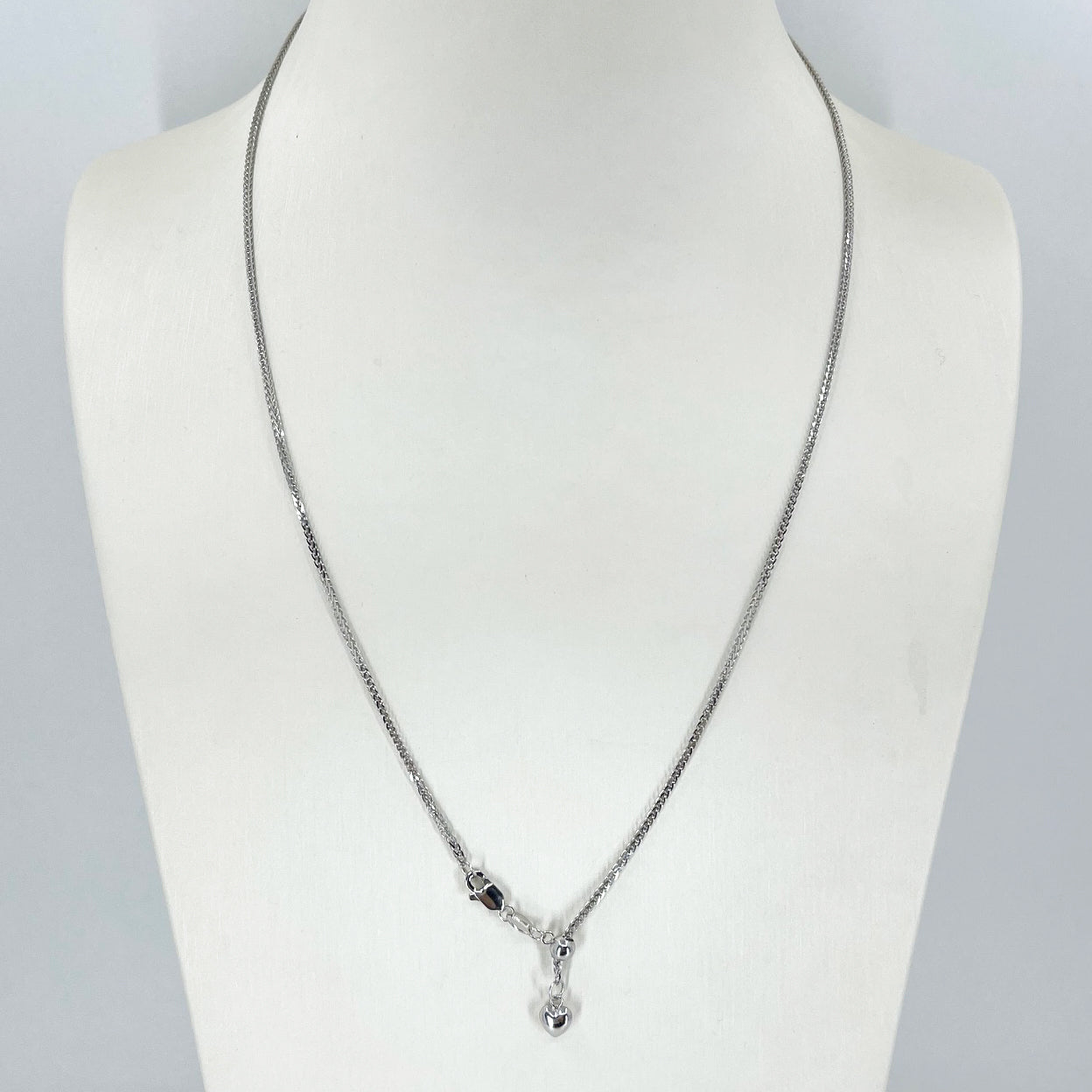 18K Solid White Gold Adjustable Link Chain Maximum 19