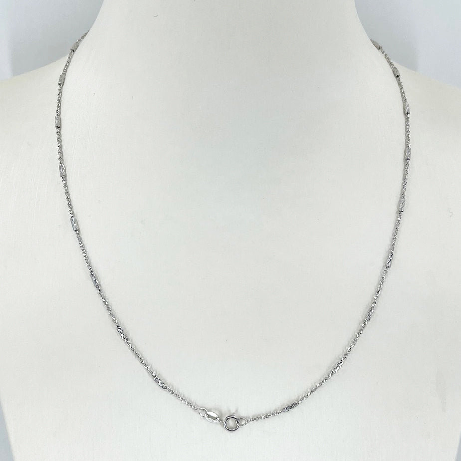 18K Solid White Gold Design Link Chain 18
