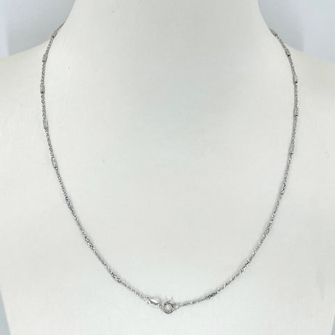 18K Solid White Gold Design Link Chain 18" 3.6 Grams