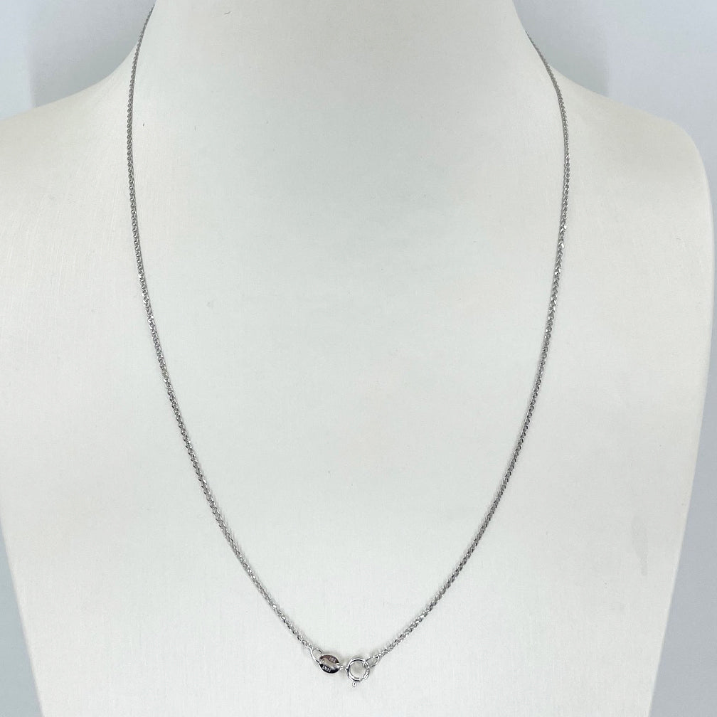 14K Solid White Gold Link Chain 18