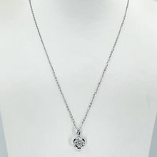 Load image into Gallery viewer, 18K Solid White Gold Round Link Chain Necklace with Diamond Pendant 16&quot; - 18&quot; D0.08CT
