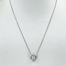 Load image into Gallery viewer, 18K Solid White Gold Cuban Link Chain Necklace with Round Pendant 16&quot; 2.9 Grams
