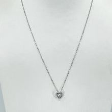 將圖片載入圖庫檢視器 18K Solid White Gold Round Link Chain Necklace with Diamond Heart Pendant 18&quot; D0.03 CT
