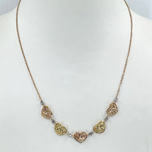 將圖片載入圖庫檢視器 18K Solid Rose Gold Link Chain Necklace with Heart Pendant 16&quot; 3.3 Grams
