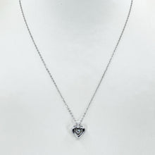 Load image into Gallery viewer, 18K Solid White Gold Round Link Chain Necklace with Diamond Heart Pendant 16&quot; D0.06 CT
