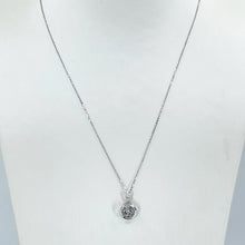 Load image into Gallery viewer, 18K Solid White Gold Round Link Chain Necklace with Diamond Pendant 16&quot; or 18&quot; D0.05 CT
