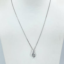 Load image into Gallery viewer, 18K Solid White Gold Round Link Chain Necklace with Diamond Pendant 17&quot; D0.047 CT
