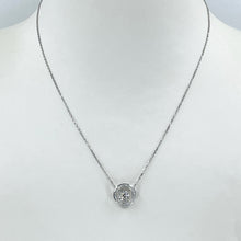 將圖片載入圖庫檢視器 18K Solid White Gold Link Chain Necklace with Diamond Pendant 15&quot; D0.26 CT
