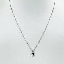 將圖片載入圖庫檢視器 18K Solid White Gold Round Link Chain Necklace with Heart Pendant 16&quot; 2.1 Grams
