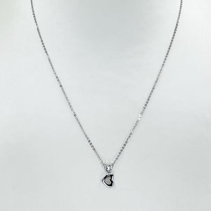 18K Solid White Gold Round Link Chain Necklace with Heart Pendant 16" 2.1 Grams