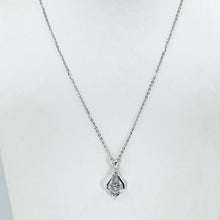 將圖片載入圖庫檢視器 18K Solid White Gold Round Link Chain Necklace with Diamond Pendant 18&quot; D0.035 CT
