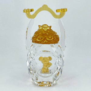 24K Solid Yellow Gold Cute Mouse Rat Crystal Ornament Figurine 1" x 1"