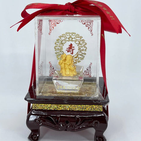 24K Solid Yellow Gold longevity god Ornament Figurine 3/4