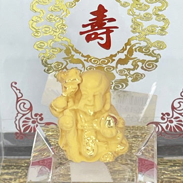 24K Solid Yellow Gold longevity god Ornament Figurine 3/4" x 3/4"