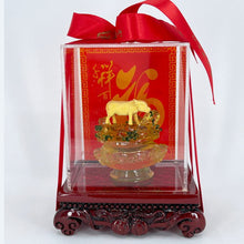 Load image into Gallery viewer, 24K Solid Yellow Gold Ox Cow Blessing Ornament Figurine 1/2&quot; x 1 1/4&quot;
