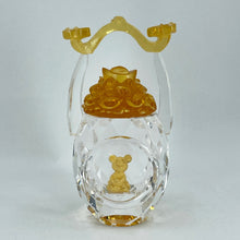 Load image into Gallery viewer, 24K Solid Yellow Gold Cute Mouse Rat Holding Gold Crystal Ornament Figurine 7/8&quot; x 5/8&quot;
