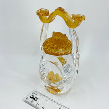 將圖片載入圖庫檢視器 24K Solid Yellow Gold Double Peaches Crystal Ornament Figurine 1/2&quot; x 7/8&quot;
